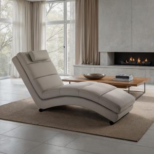 Sofia taupe chaise longue pelle sintetica tortora H.85 L.62 P.172 cm