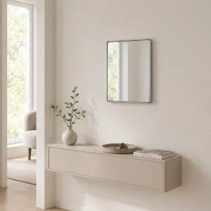 Neat specchio da parete in acciaio cromato 36x3.5 H.48 cm