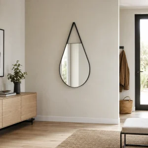 Drop evolution specchio da parete in acciaio verniciato antracite opaco 50x2.5 H.90 cm