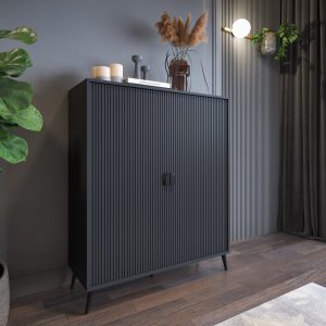 Mobile alto ROMA TOTAL BLACK finitura Nero opaco H.130 L.104 P.40 cm