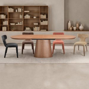 RAUMA Wood tavolo allungabile in MDF impiallacciato rovere con gamba centrale 160-200-240 x 100 cm