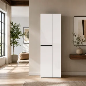 Armadio guardaroba da ingresso 3 ante LOCRONAN laccato di colore Bianco lucido H.190 L.60.5 P.42.6 cm