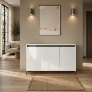 Madia 3 ante ETRETAT laccata colore Bianco lucido H.84.3 L.138 P.40 cm