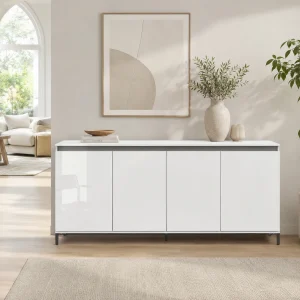 Madia 4 ante ETRETAT laccata colore Bianco lucido H.84.3 L.184 P.40 cm