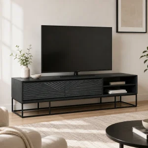Horo mobile porta-tv in legno massello di mango tinto wenge H.46 L.175 P.43 cm