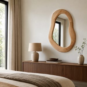 INFLUENCER 03 specchio da parete verticale cornice legno massello acero 100x70 cm