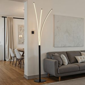 Scratch Lampada da terra in metallo verniciato e acrilico nero opaco e bianco opaco LED 30W 3000K, H.150 x L.33 x P.28 cm